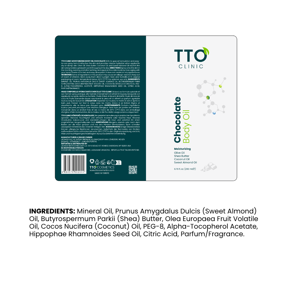 TTO Clinic Chocolate Moisturizing Body Oil Spray – 200 ml