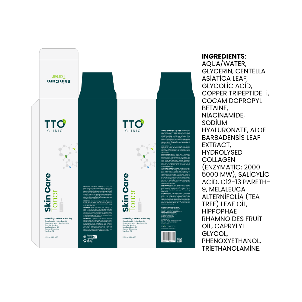 TTO Clinic Skin Care Toner with Glycolic & Salicylic Acids – 200 ml