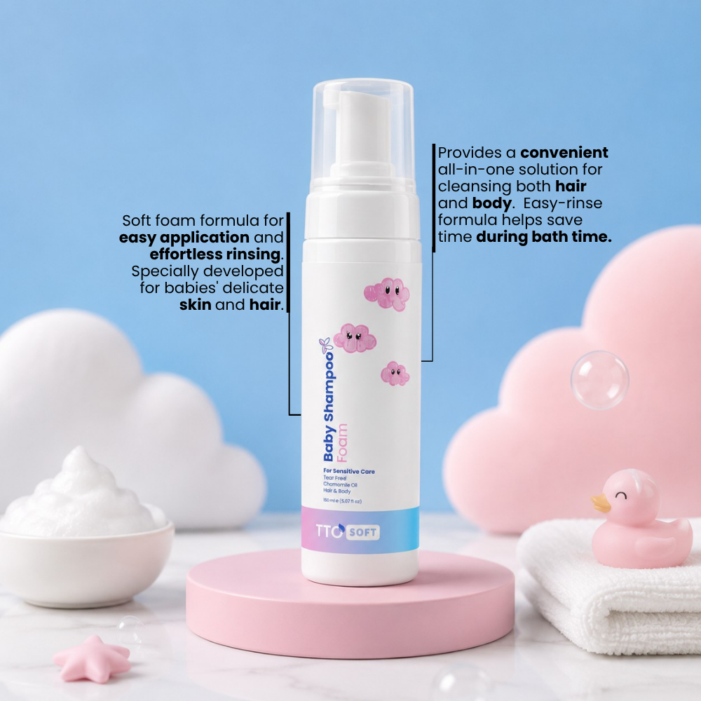 TTO Soft Baby Gentle Hair & Body Foam Shampoo – 200 ml